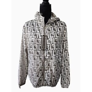 MASHADI Windbreaker Jacket Gray Woman's Size M Clear‎ Translucent Full Zip Hood